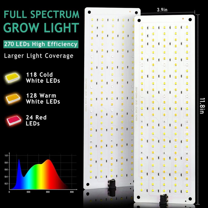 LBW Plant Grow Light, Full Spectrum Plant Light for Indoor Growing, 270 LEDs Growing Lamp with Auto On/Off Timer 4/8/12H, 3 Lighting Modes, 10 Dimmable Levels, 2 Pack - Image 3